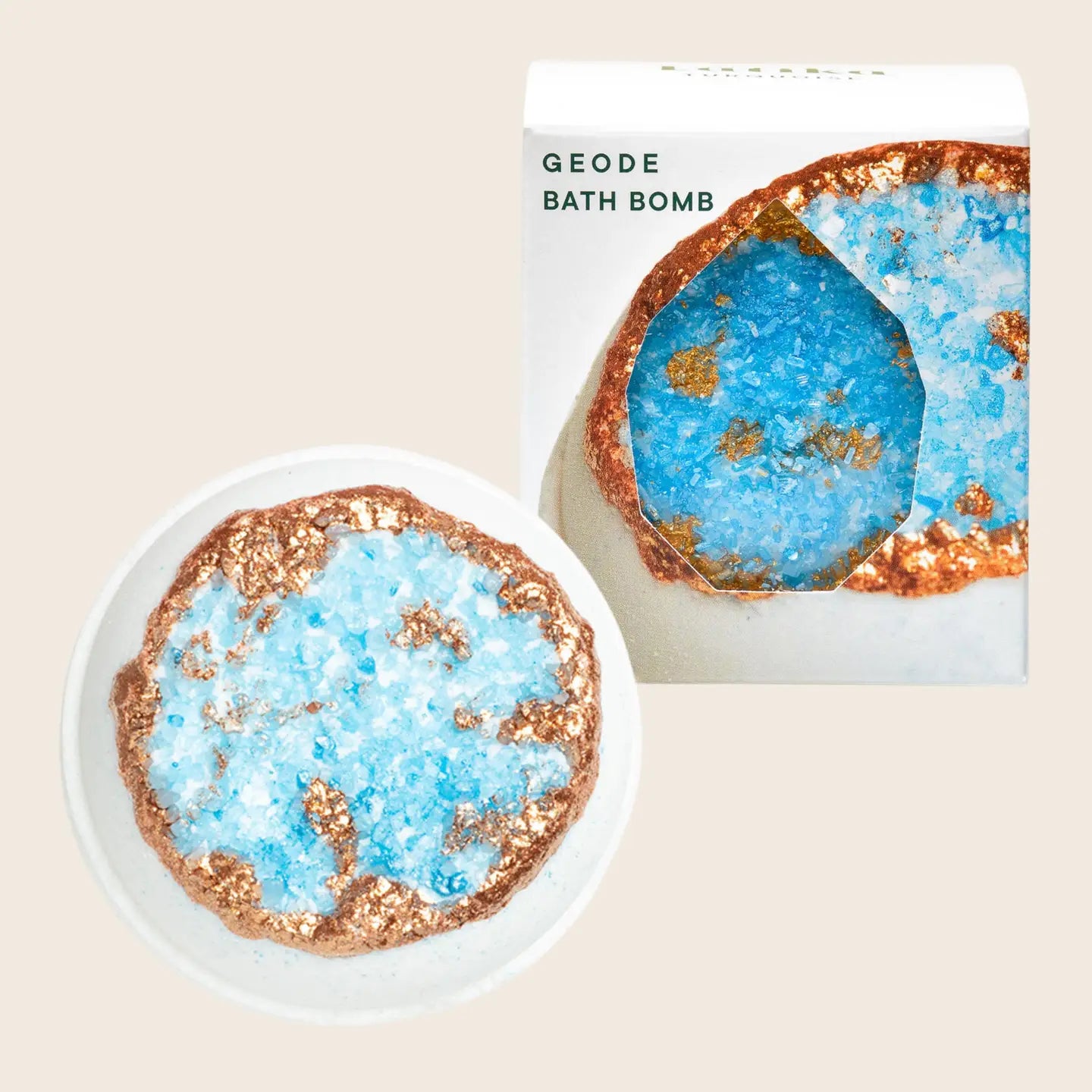 Crystal Bath Bomb 🌸 Wellness Gift - Turquoise, Blue + Gold