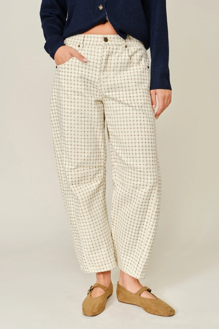 Oxford Plaid Barrel Pants