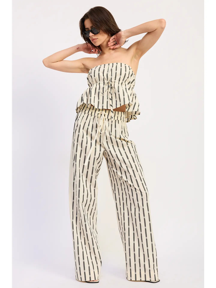 Striped Lounge Pants with Waist Drawstring