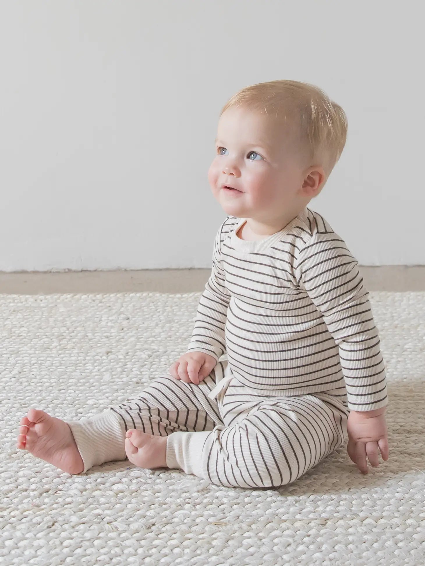 Organic Baby Sammy Ribbed Long Sleeve Bodysuit - Jax Stripe