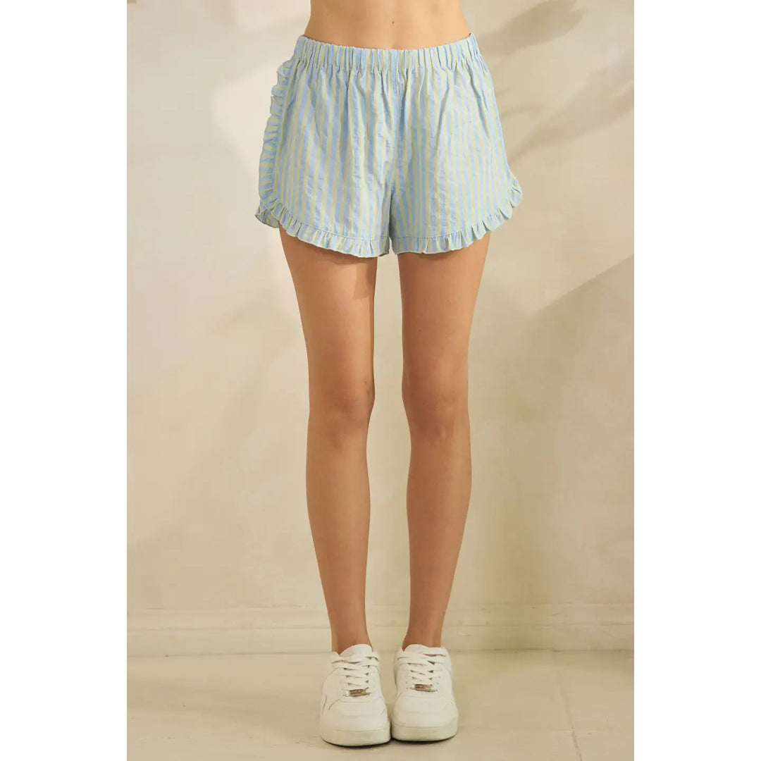Boho Stripe Ruffle Lounge Shorts