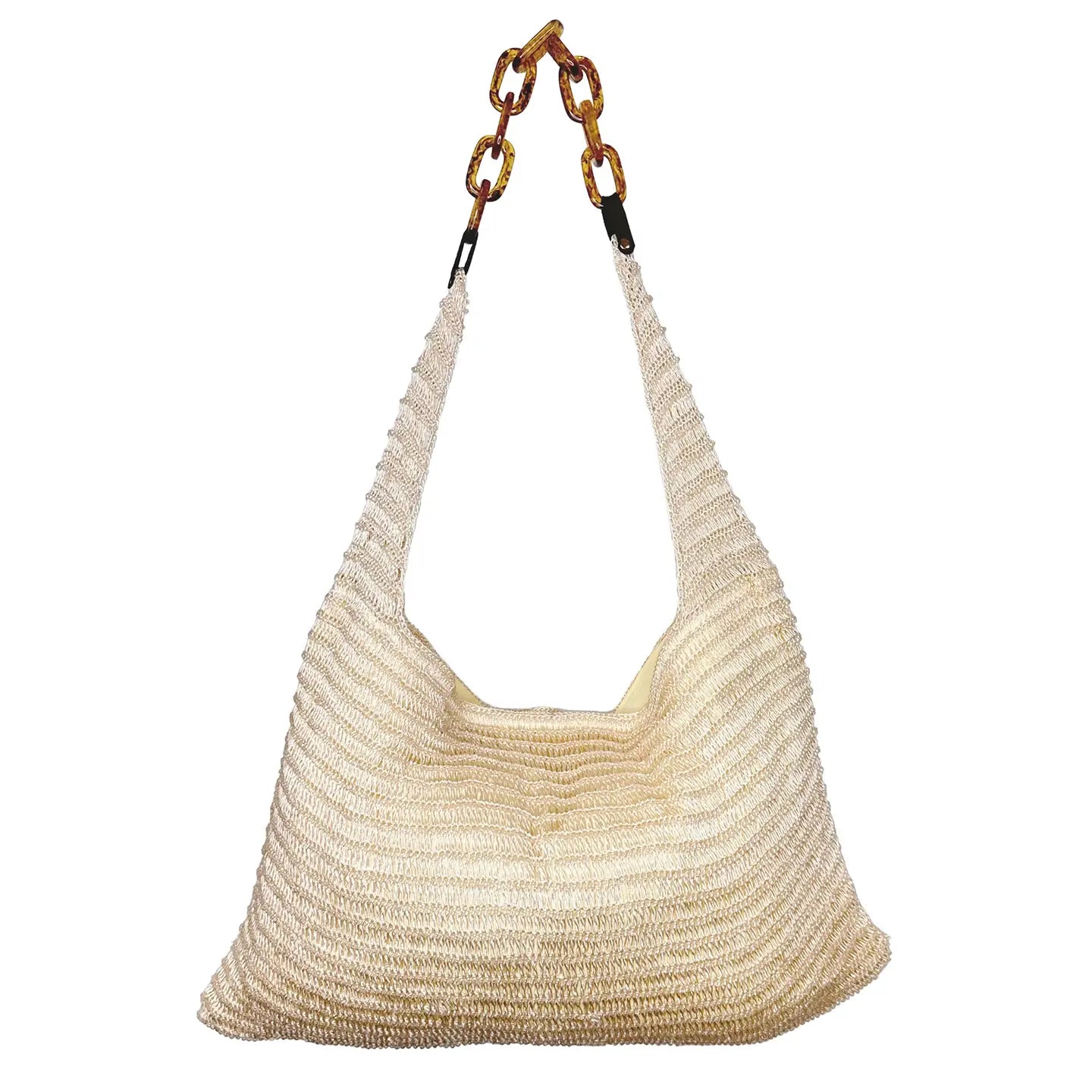 Cora Beaded Cotton Sling Bag with Chain Strap
