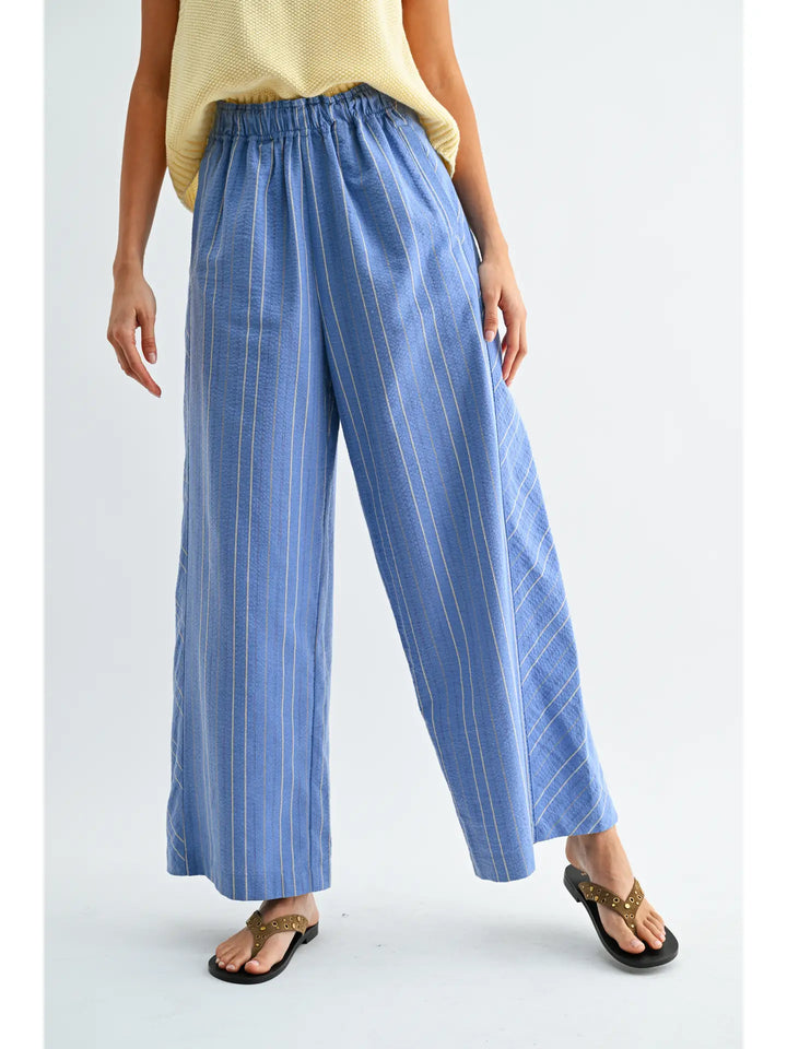 Pinstripe Wide-Leg Trousers