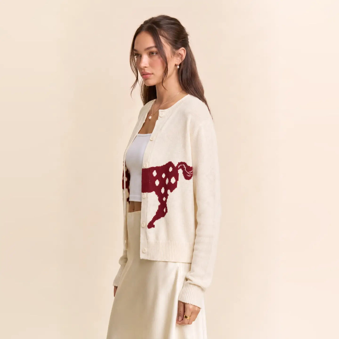 Cream Spotted Horse Cardigan