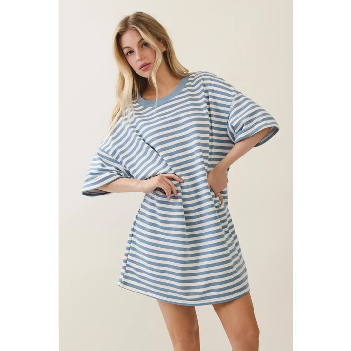 Stripe Knit Pullover Big Top Dress