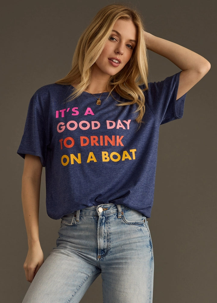 Navy Drink On A Boat Tee