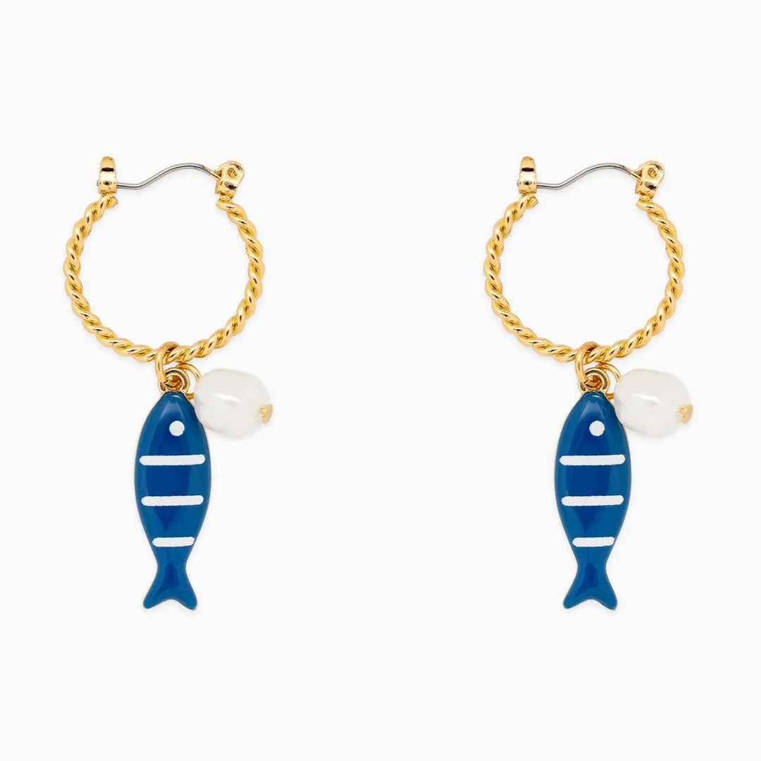 Sea Life Marine Blue Fish Earrings