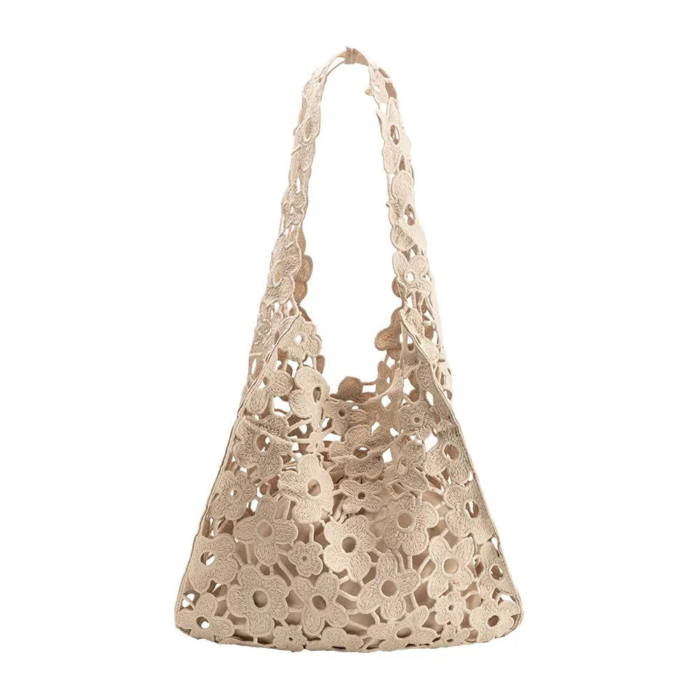 Aster Taupe Floral Shoulder Bag