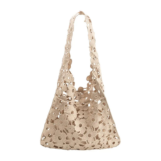 Aster Taupe Floral Shoulder Bag