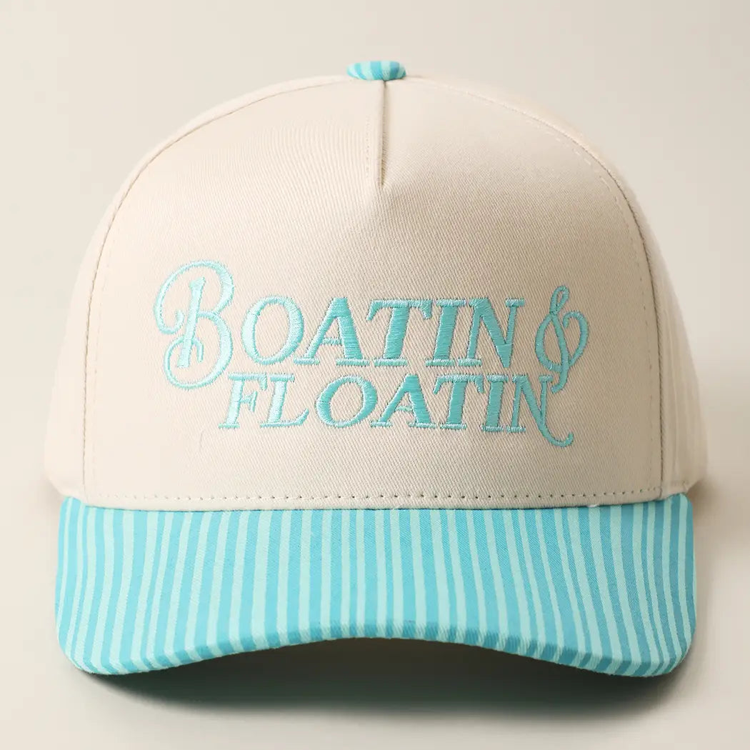 Mint Boatin & Floatin Embroidered Seersucker Brim Trucker Hat