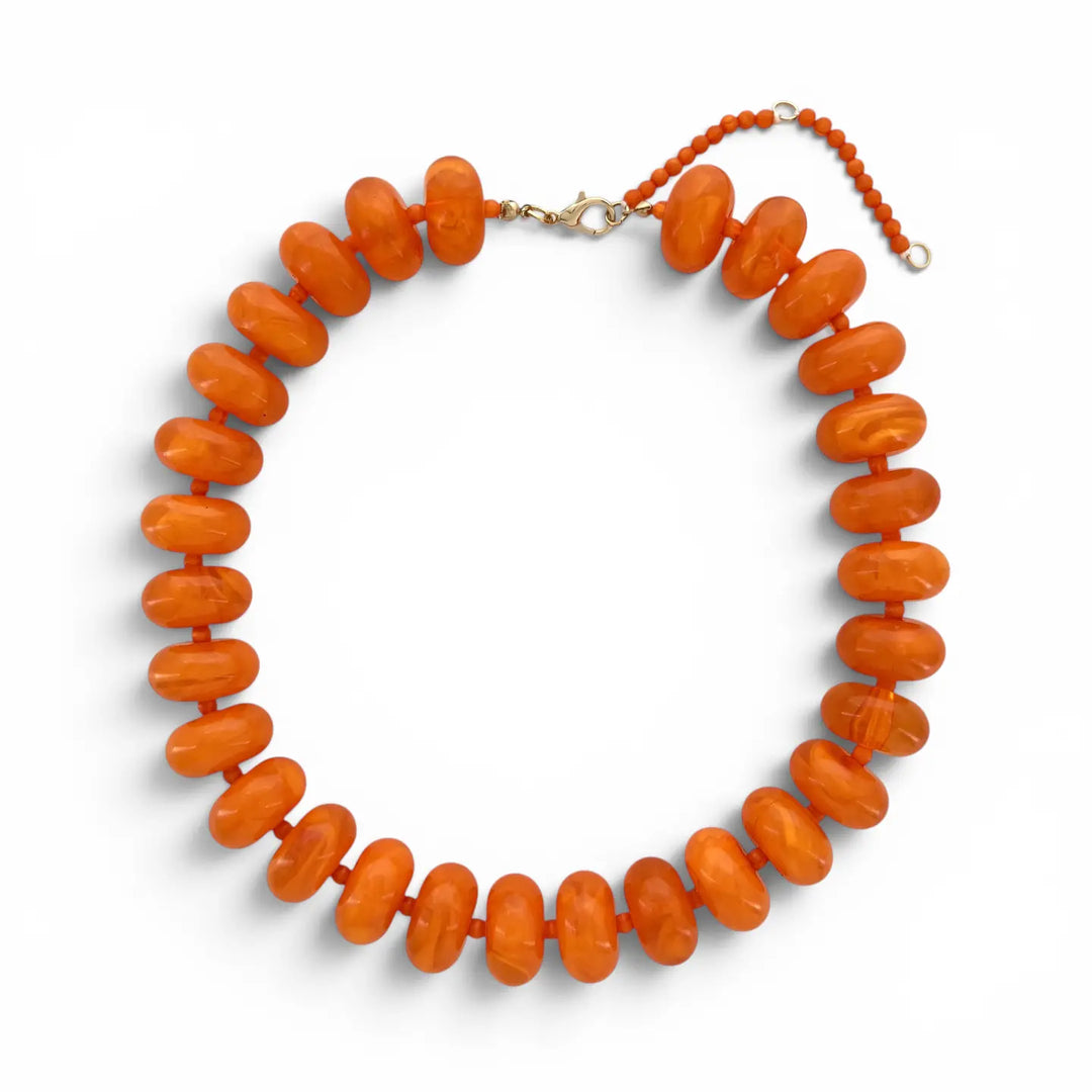 Orange 20mm Resin Rondelle Beaded Necklace