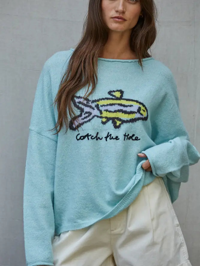 Knit Sweater Boat Neck Long Sleeve Pullover
