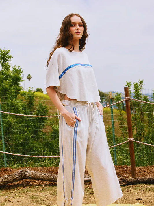 Side-Stripe Detail Tie Bottom Sweatpants