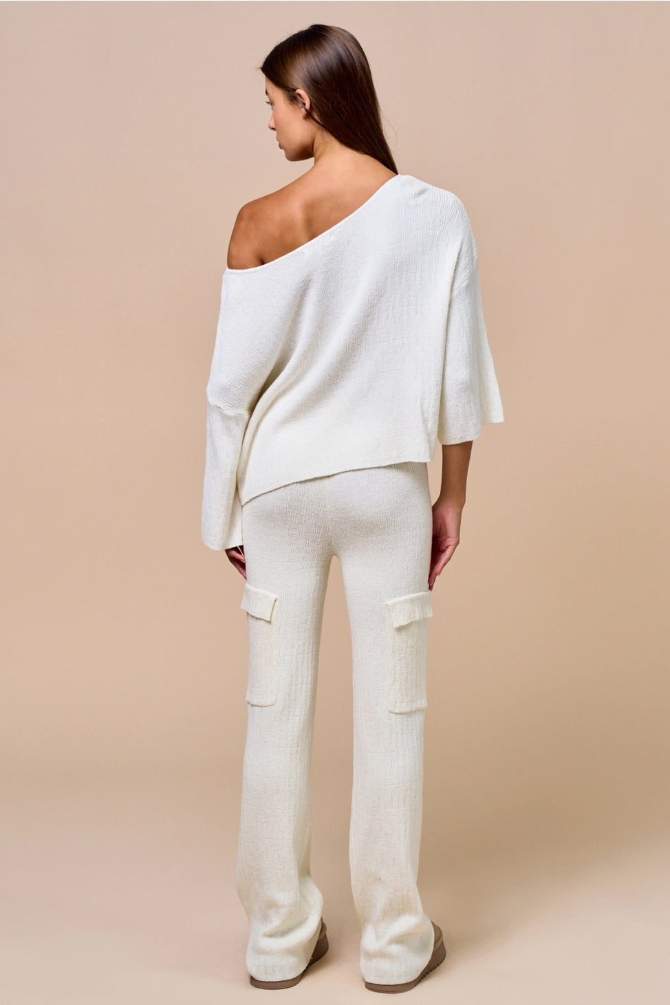 Boat Neck Loose Fit Pullover Knit Top