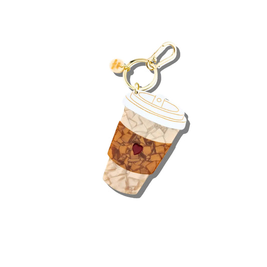 Hand-Painted Coffee Cup Bag Charm + Keychain | Eco-Friendly