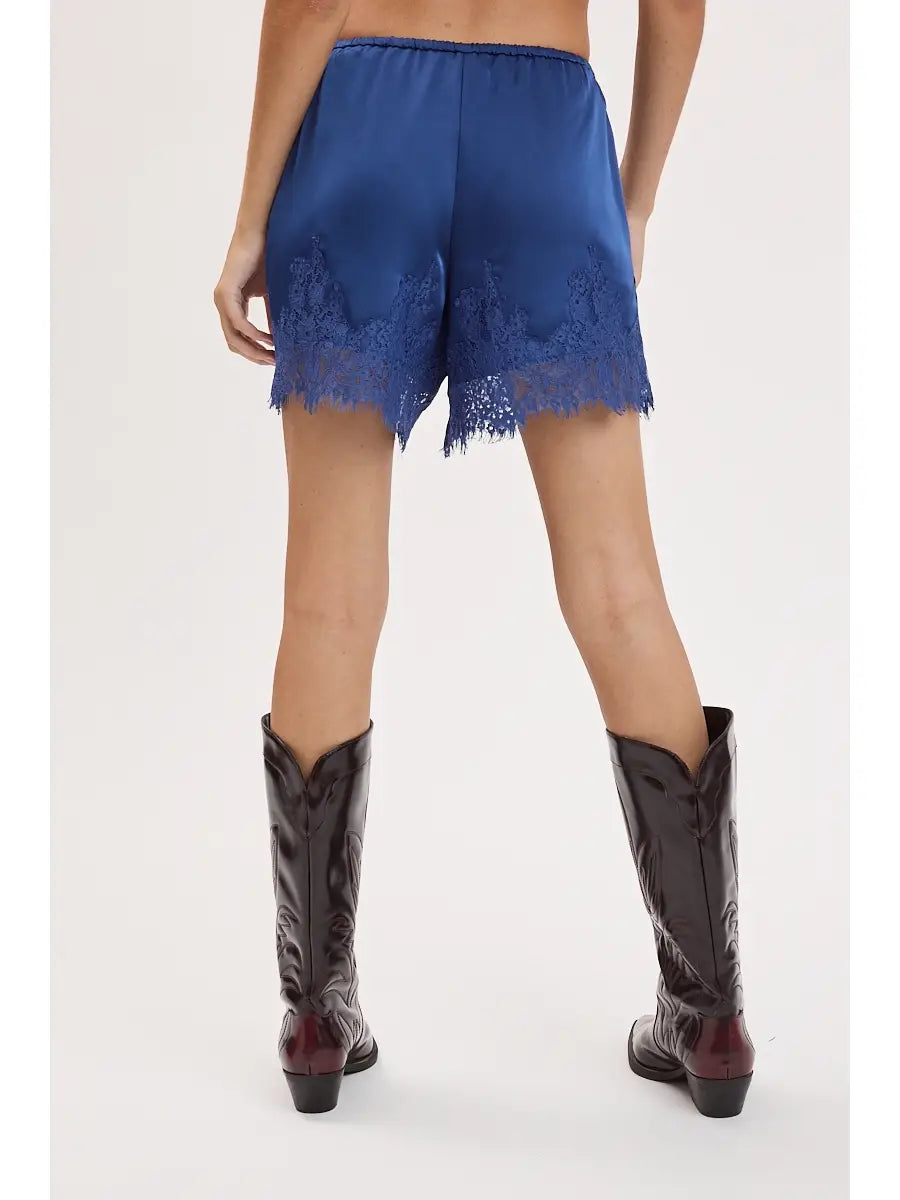 Navy Lace Trim Shorts