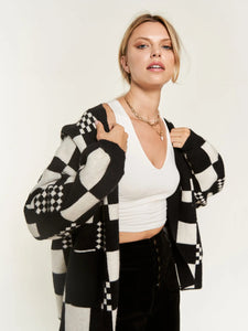 Checkered Open Knit Cardigan