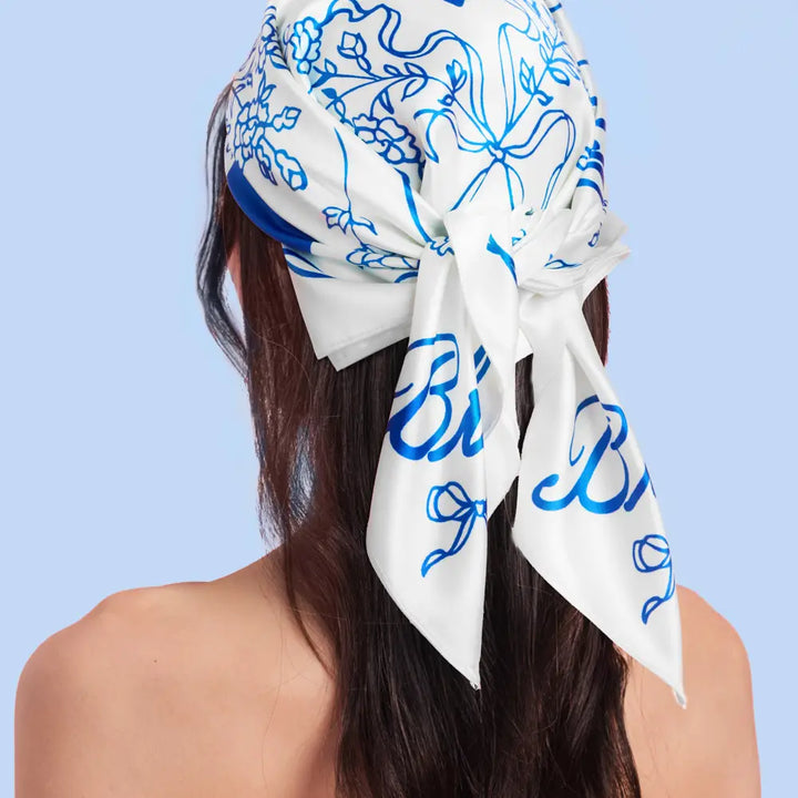 Bride Head Scarf - White Silk, Bandana, Gift, Bachelorette