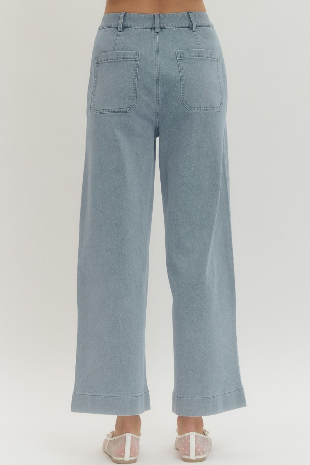 Denim Like Wide Leg Woven Pants