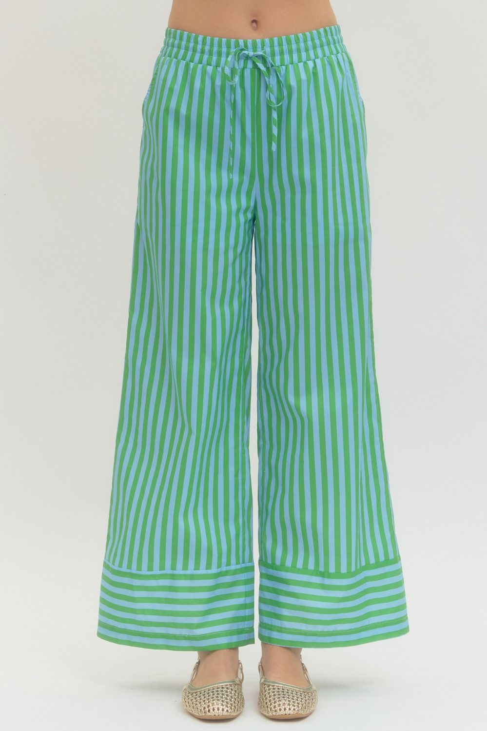 Green Cabana Striped Pants