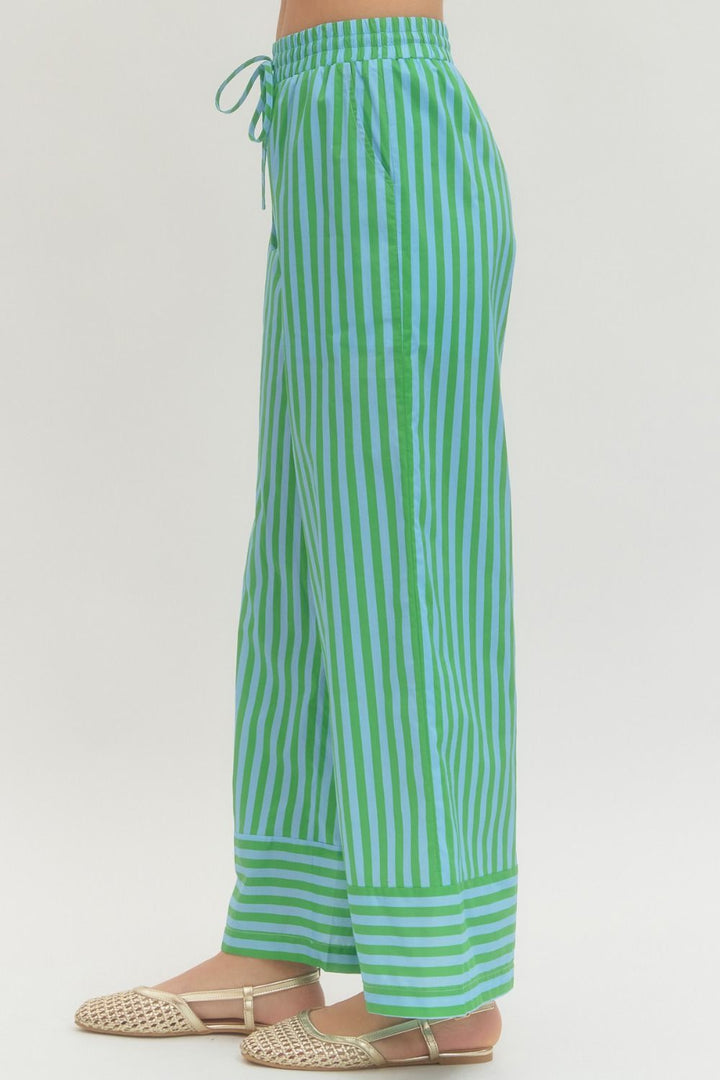 Green Cabana Striped Pants