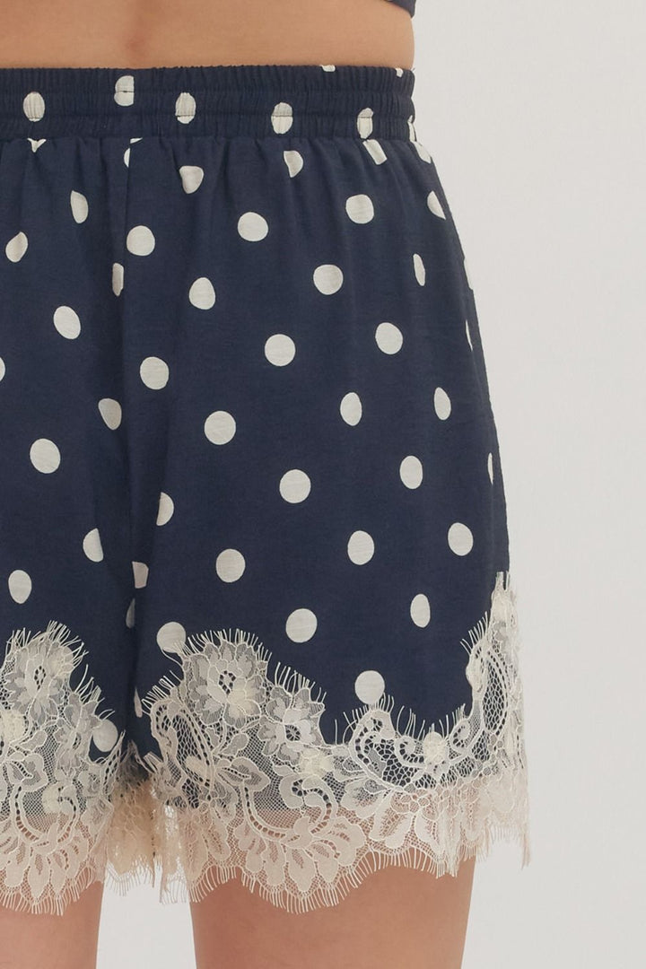 Polka Dot Lace Trim Shorts