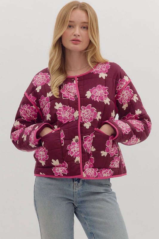 Quilted Floral Puffer Jacket