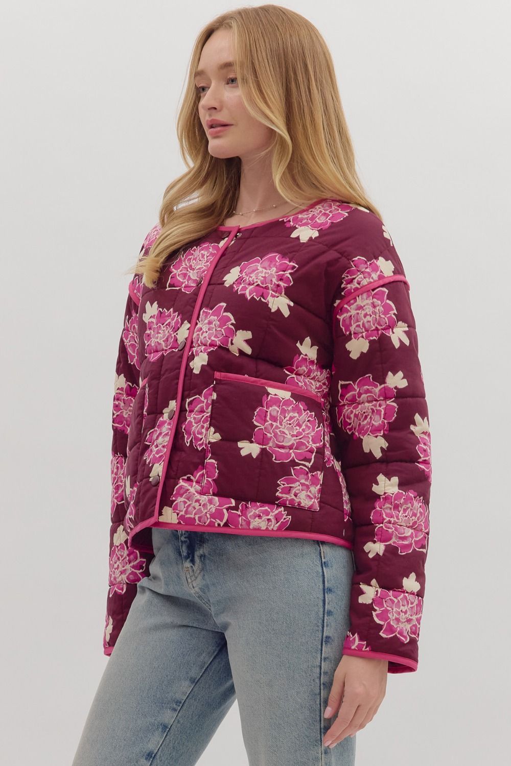 Quilted Floral Puffer Jacket
