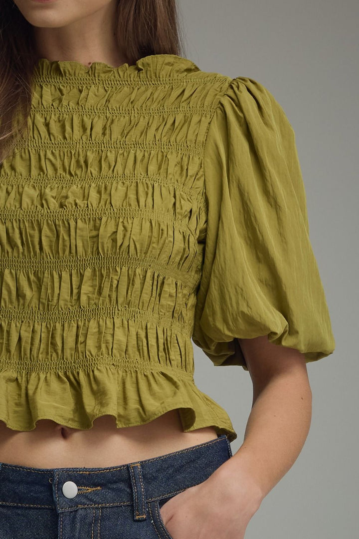 Martini Olive Smocked Top