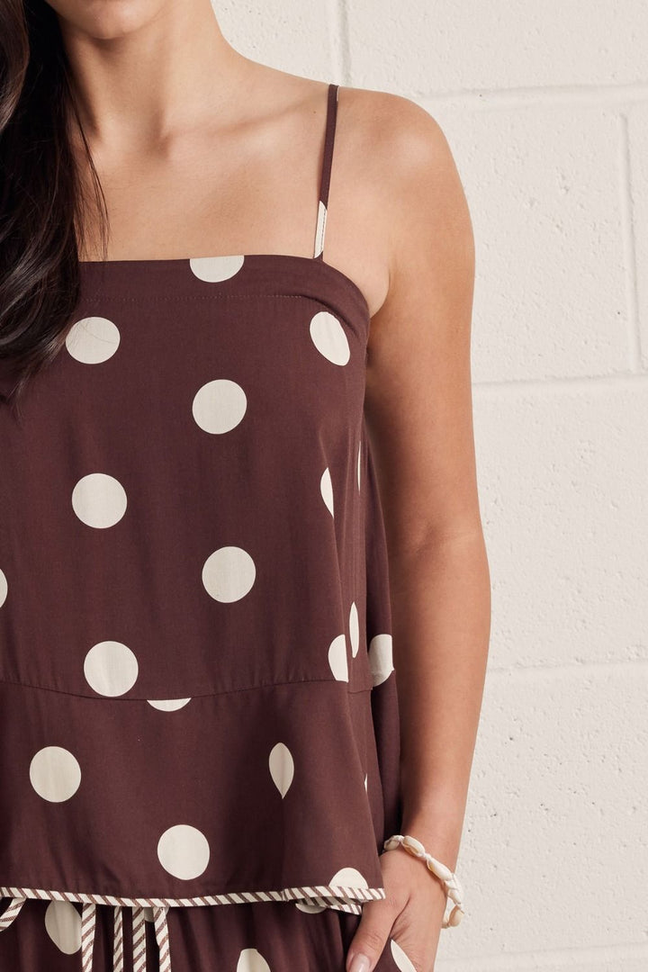 Polka Dot Flowy Tank Top