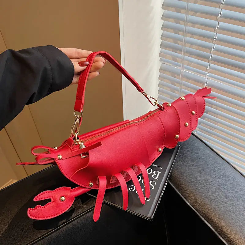 Chic Lobster Shaped Crossbody Bag with Studded Design