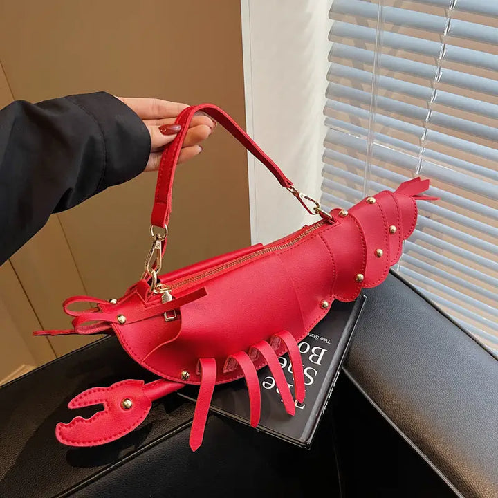 Chic Lobster Shaped Crossbody Bag with Studded Design