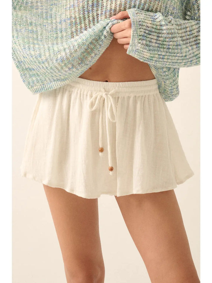 Textured Cotton Drawstring Bloomer Skort