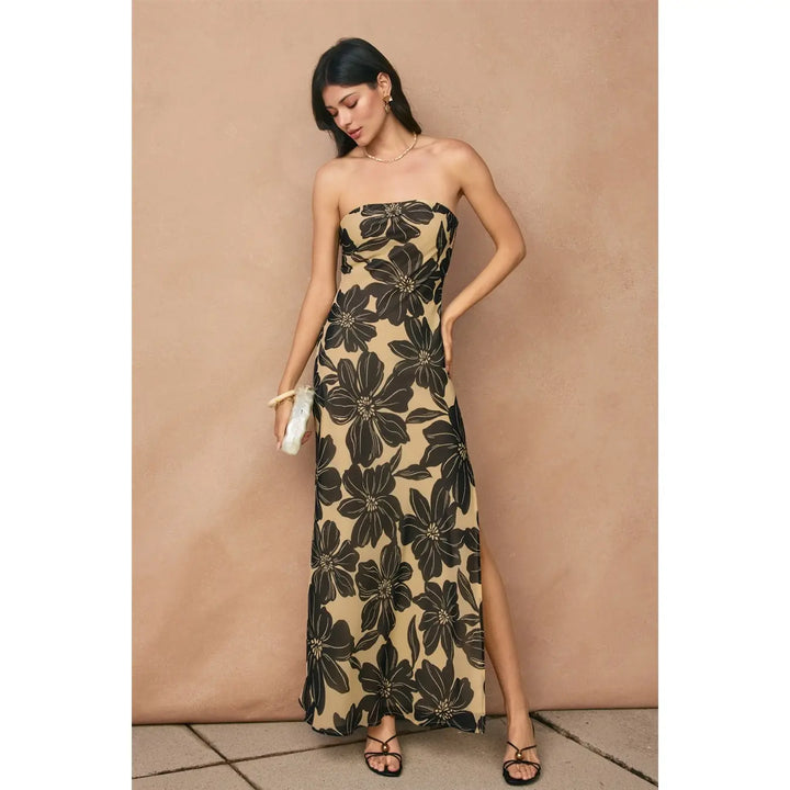 Floratique Strapless Tie Back Maxi Dress