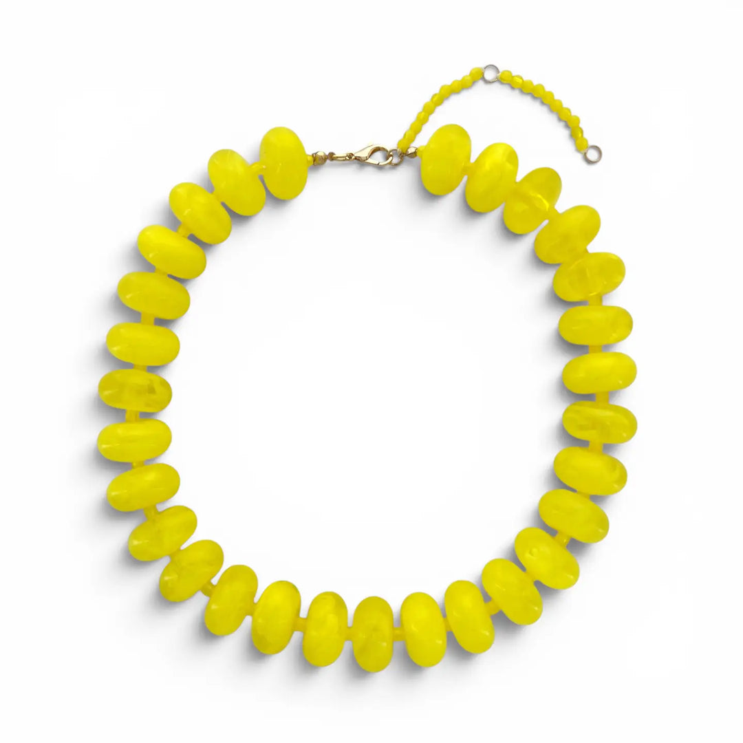 Yellow 20mm Resin Rondelle Beaded Necklace