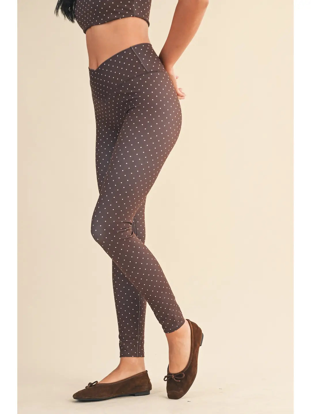 Polka Dot Print High Waist Crossover Legging