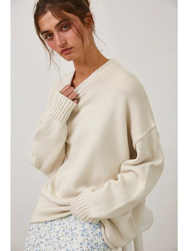 Relaxed Boyfriend Fit Crew Neck Sweater