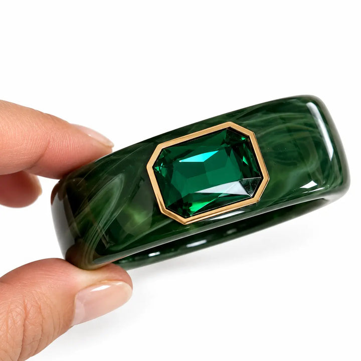 Emerald Gemstone Cuff Bangle Bracelet