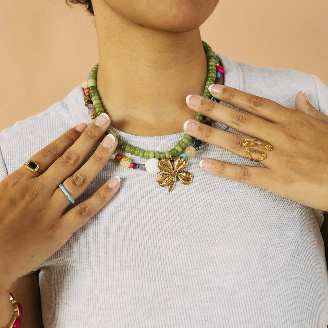 Classy in Clover Stone Necklace - Hunter Green