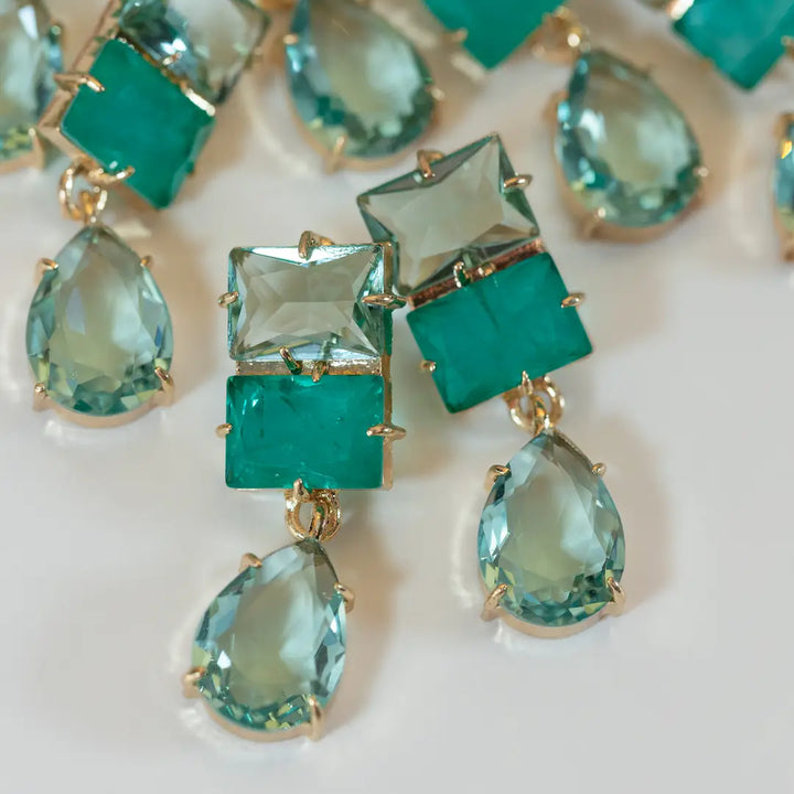 Amalfi Turquoise Ombre Gem Drop Statement Earrings