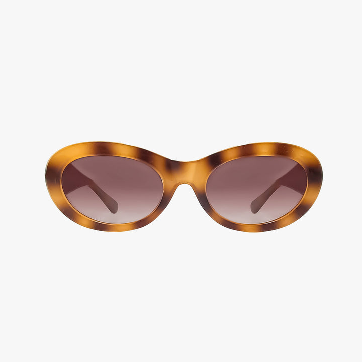 CORA MILKY TORTOISE Polarized Fashion Oval Round Sunglasses