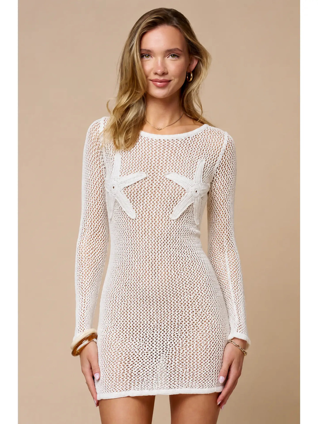 Crochet Sheer Oversize Dress with Crochet Starfish Detail