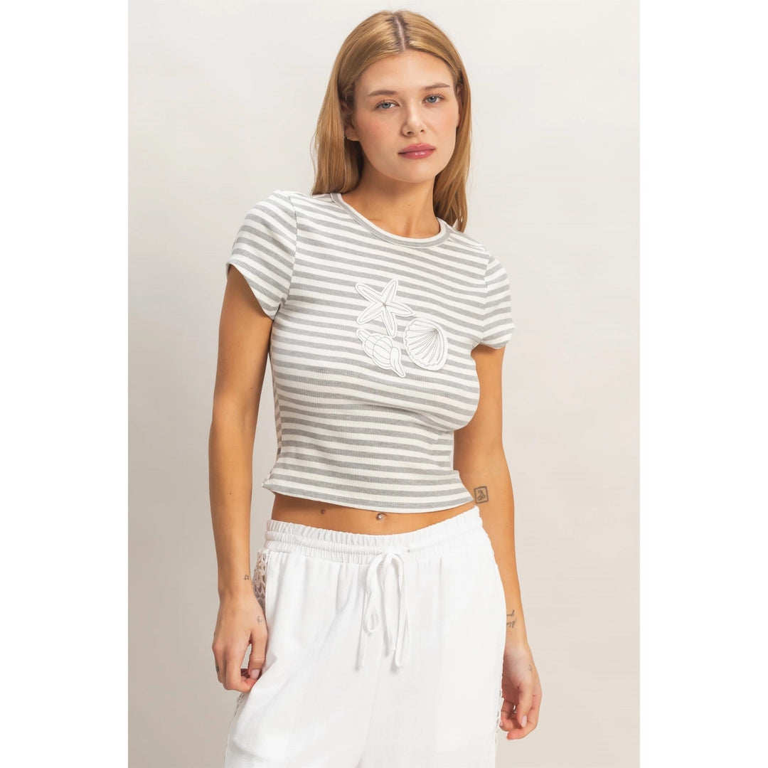Seashell Striped Patch Baby Tee