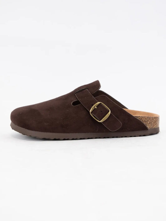Regis Round Toe Clog Sandals with Buckle Detail