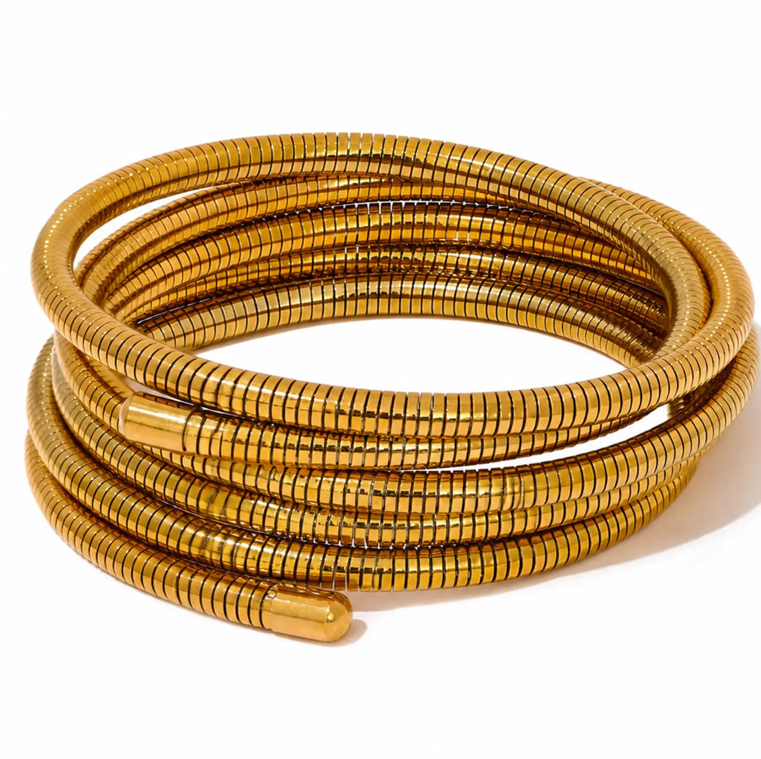 Coiled Snake Chain Wrap Bracelet | Gold Plated Stainless Steel