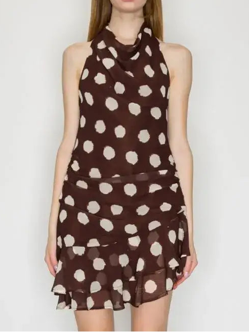 Polka Dots Halter Neck Mini Dress