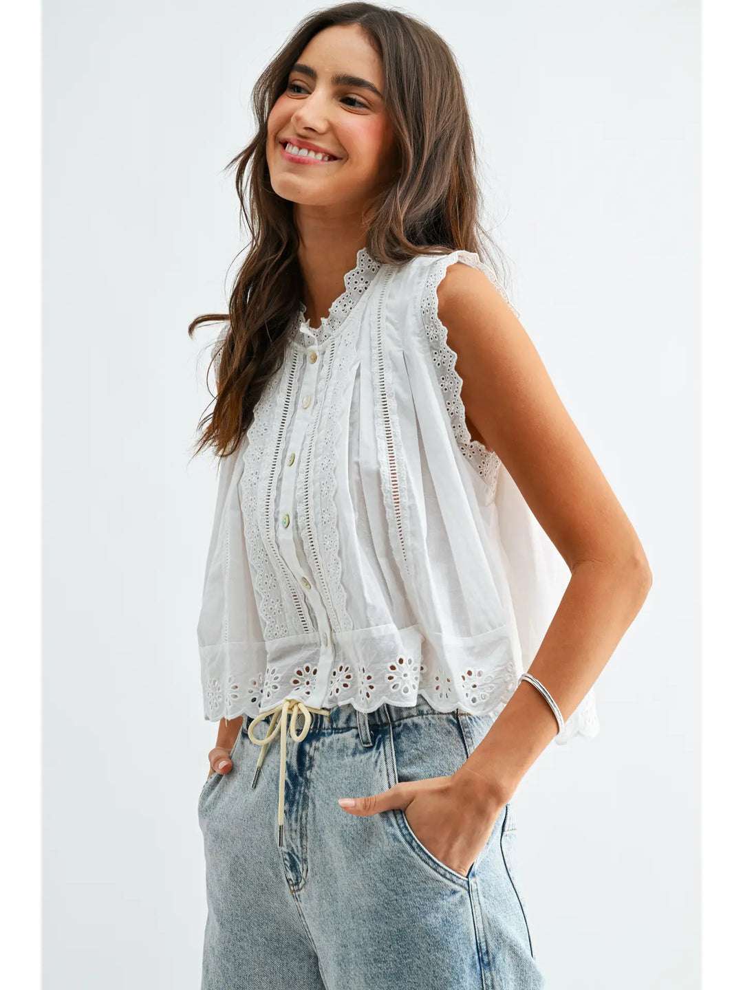 Sleeveless Cotton Blouse