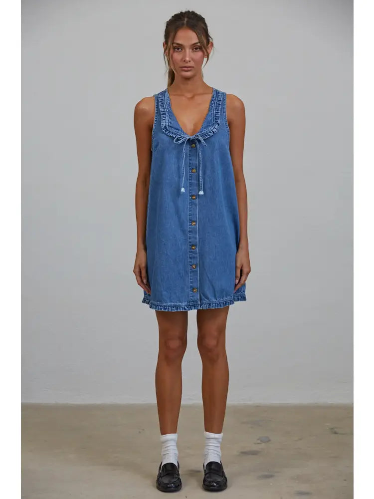 Betsy Ruffle Denim Mini Dress