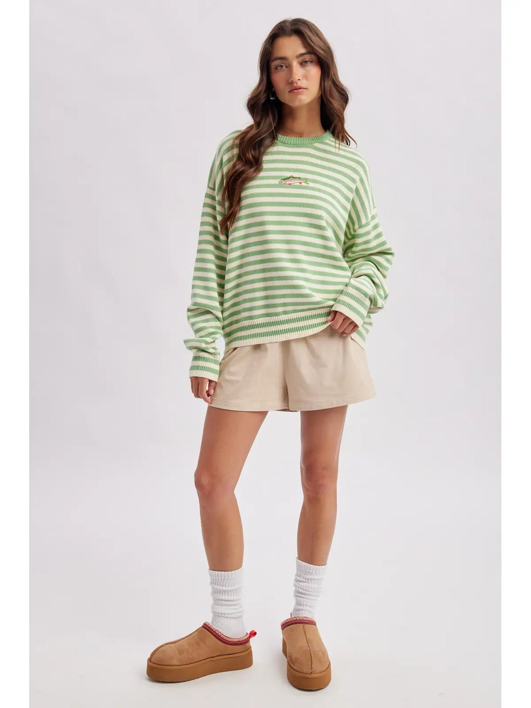 Striped Fish Coastal Graphic Sweater