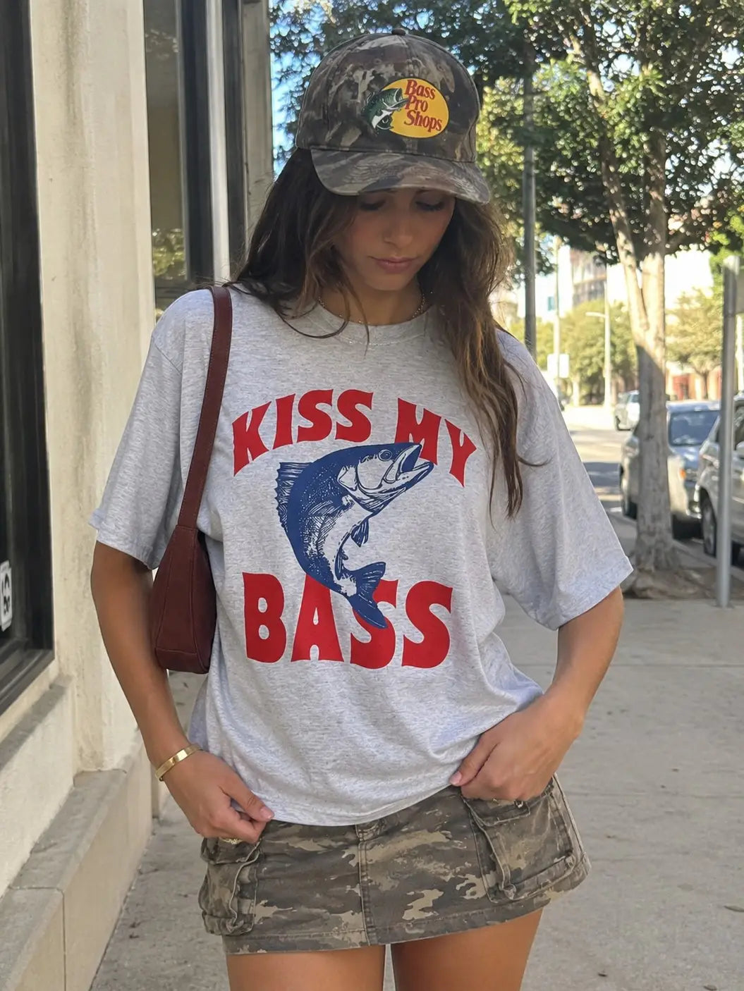 Kiss My Bass Fishing Grey T-Shirt